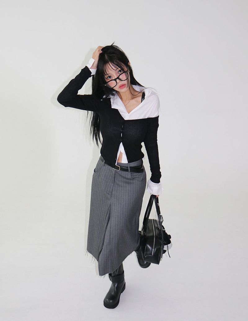 Bermuda Stripe Midi Skirt