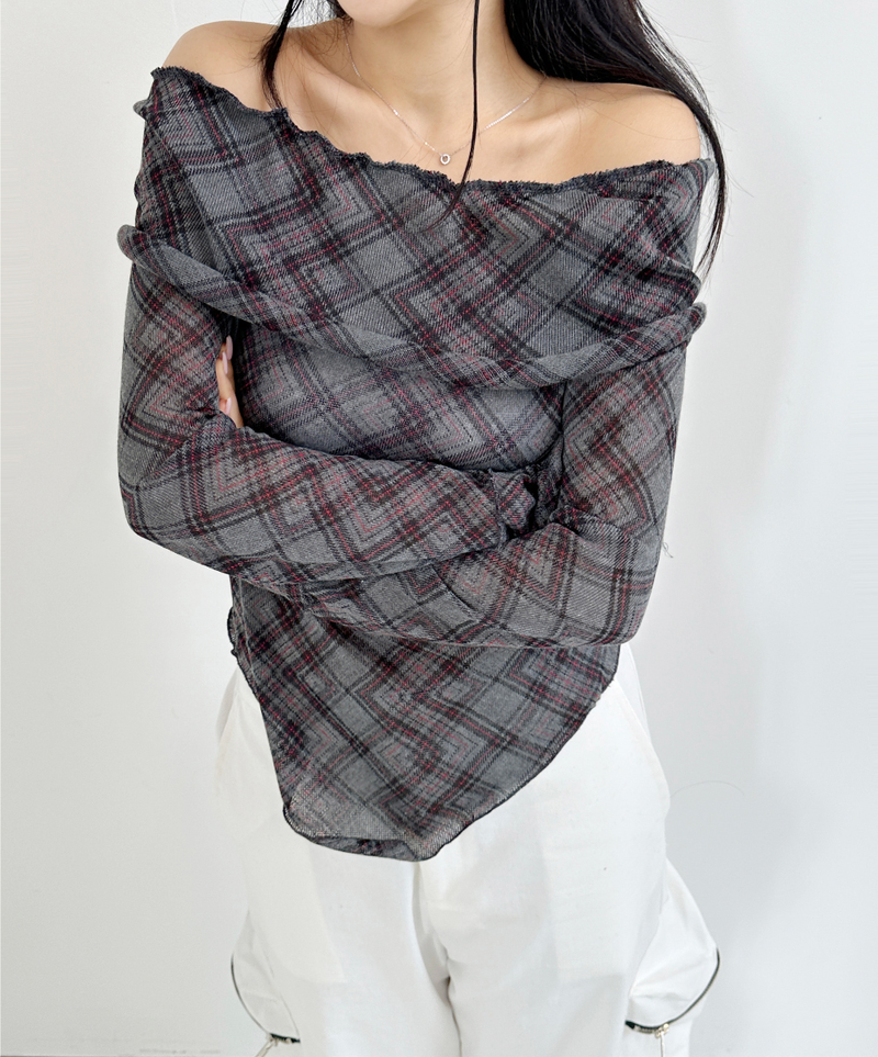 ARGYLE OFF-SHOULDER🤍❤ - 2 COLORS