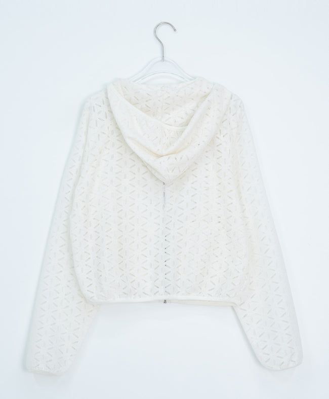 Linef Lace Summer Semi-Crop Hood Zip-Up