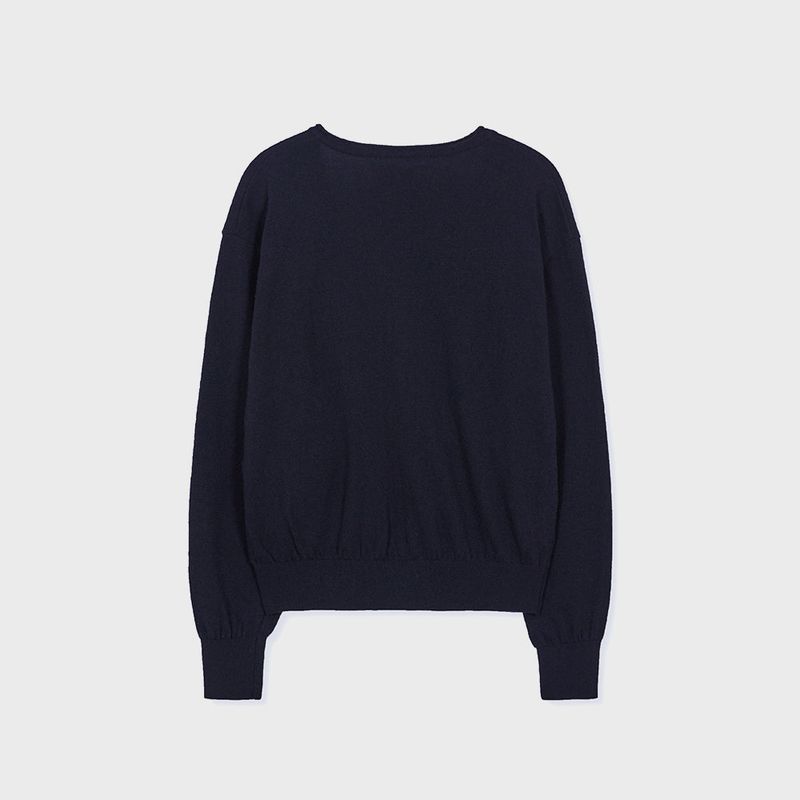 エクストラファインウールVカーディガン (Navy)