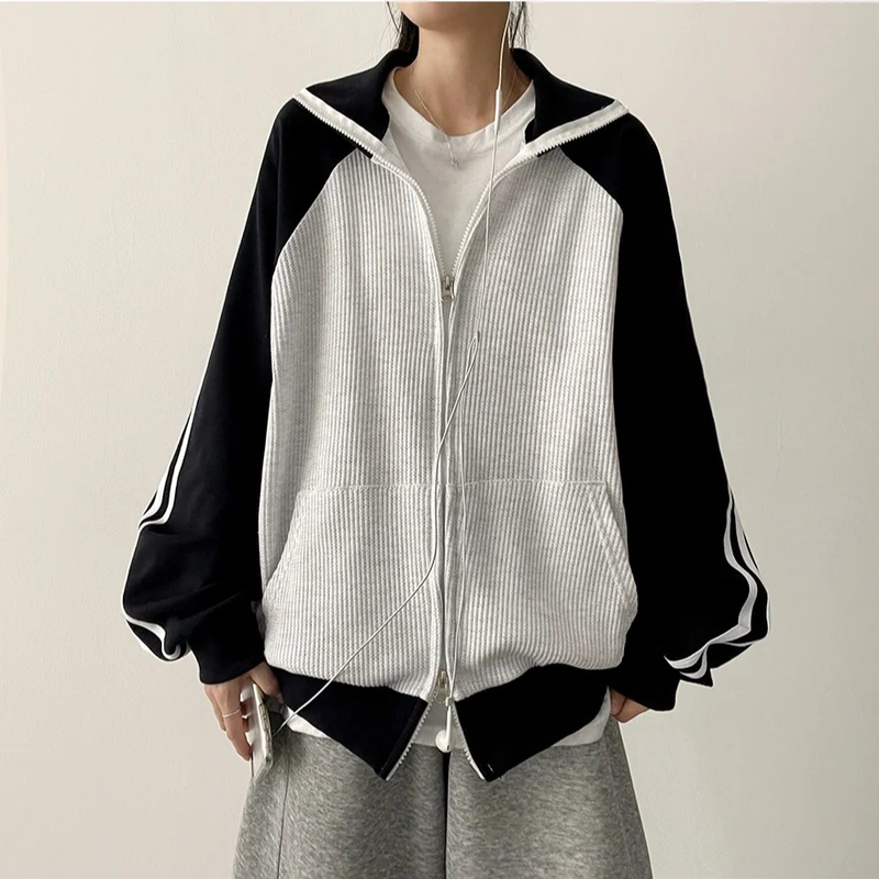 Waffle Two Tone Mix Nagrang Track Zip-Up