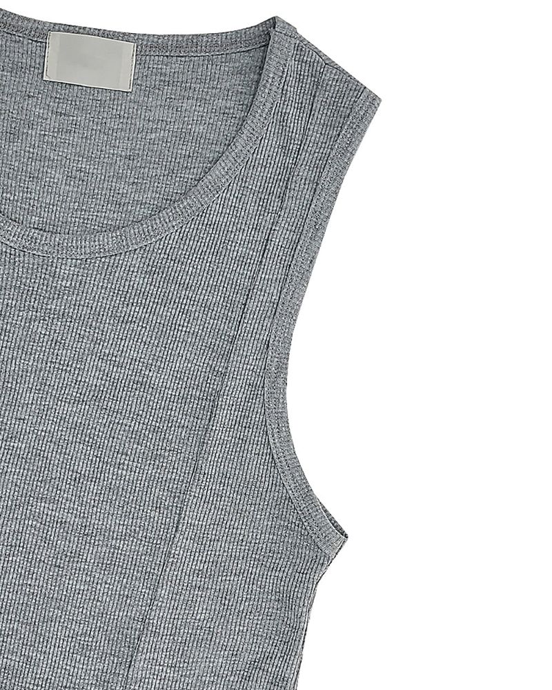 Cutting Line Ribbed Sleeveless Top