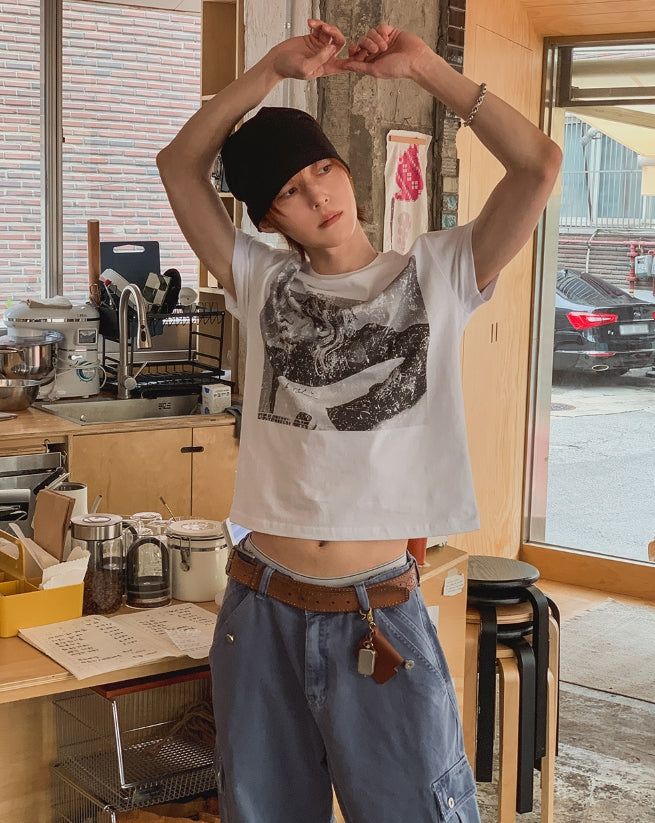 Grunge Vintage Photo Print Short Sleeve T-shirt