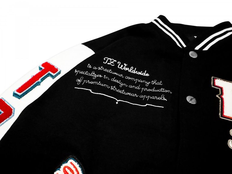 TZWORLDWIDE VARSITY JACKET - BLACK