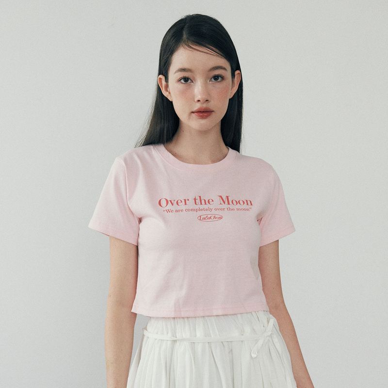 Moon Crop T-shirt - GLOW PINK