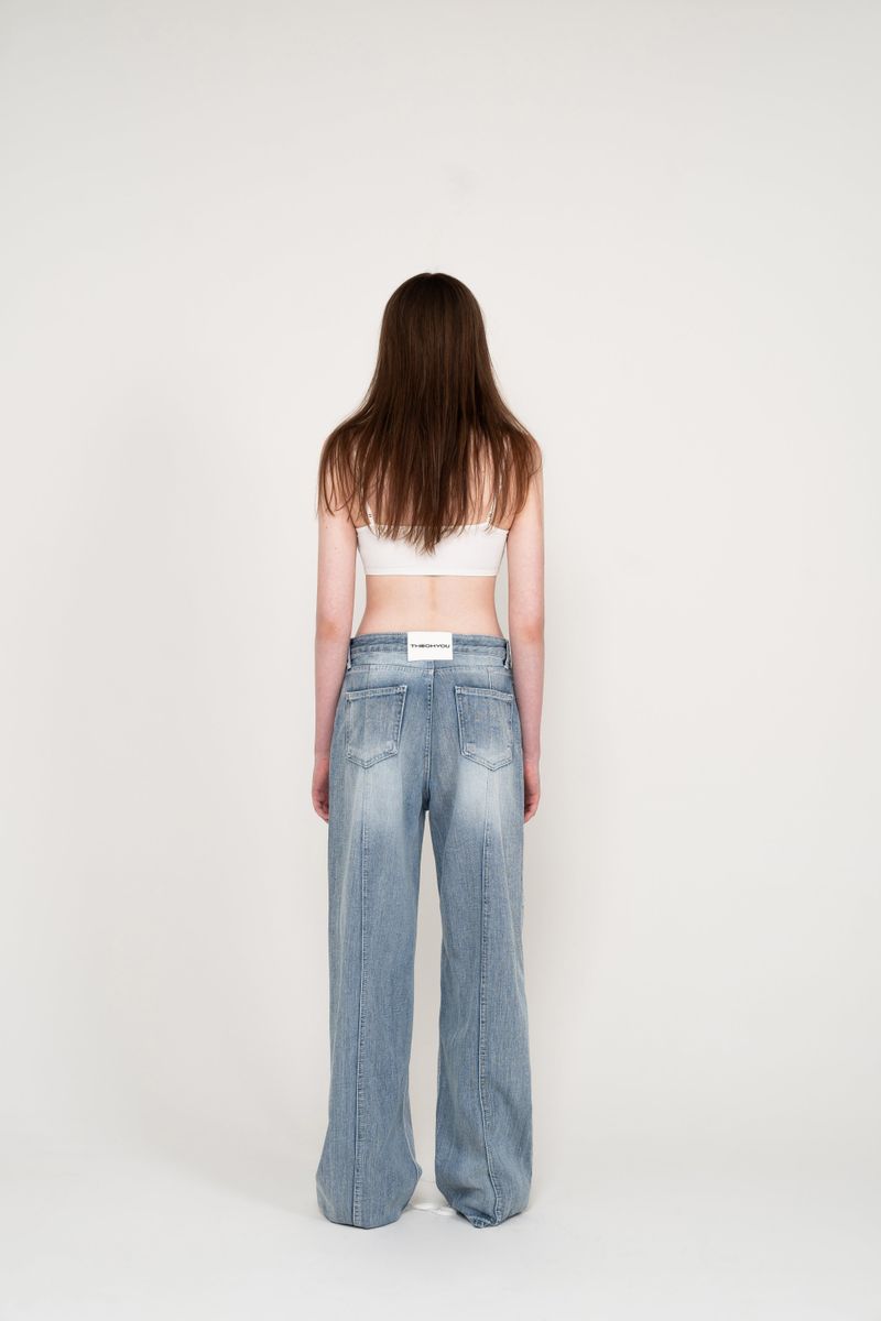 BACK-LINE WASHING DENIM JEANS (BLUE)