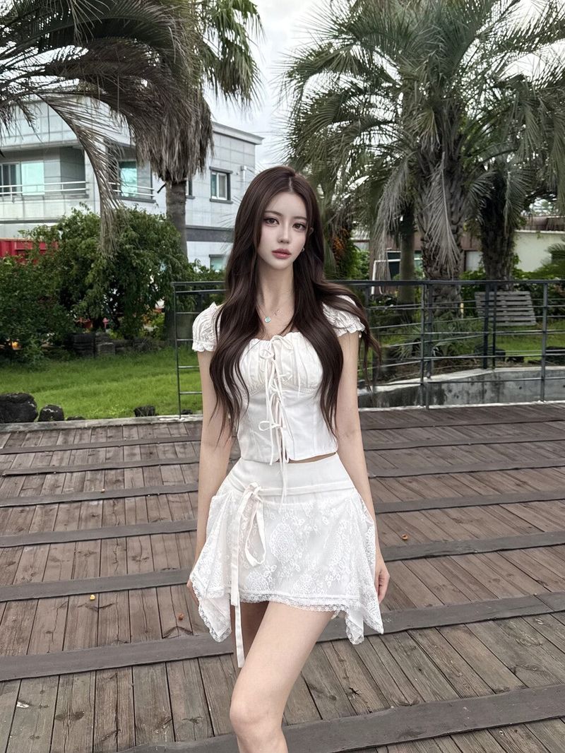 Seow（ソウ）の「1521. Baby pink lace ribbon sk（Skirts）」