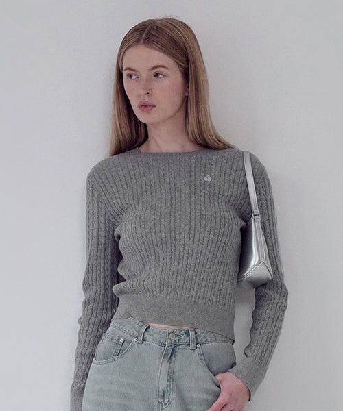 KIRSH（キルシー）の「KIRSH PLAIN LINE POINT CABLE KNIT [MELANGE GRAY]（Tops）」
