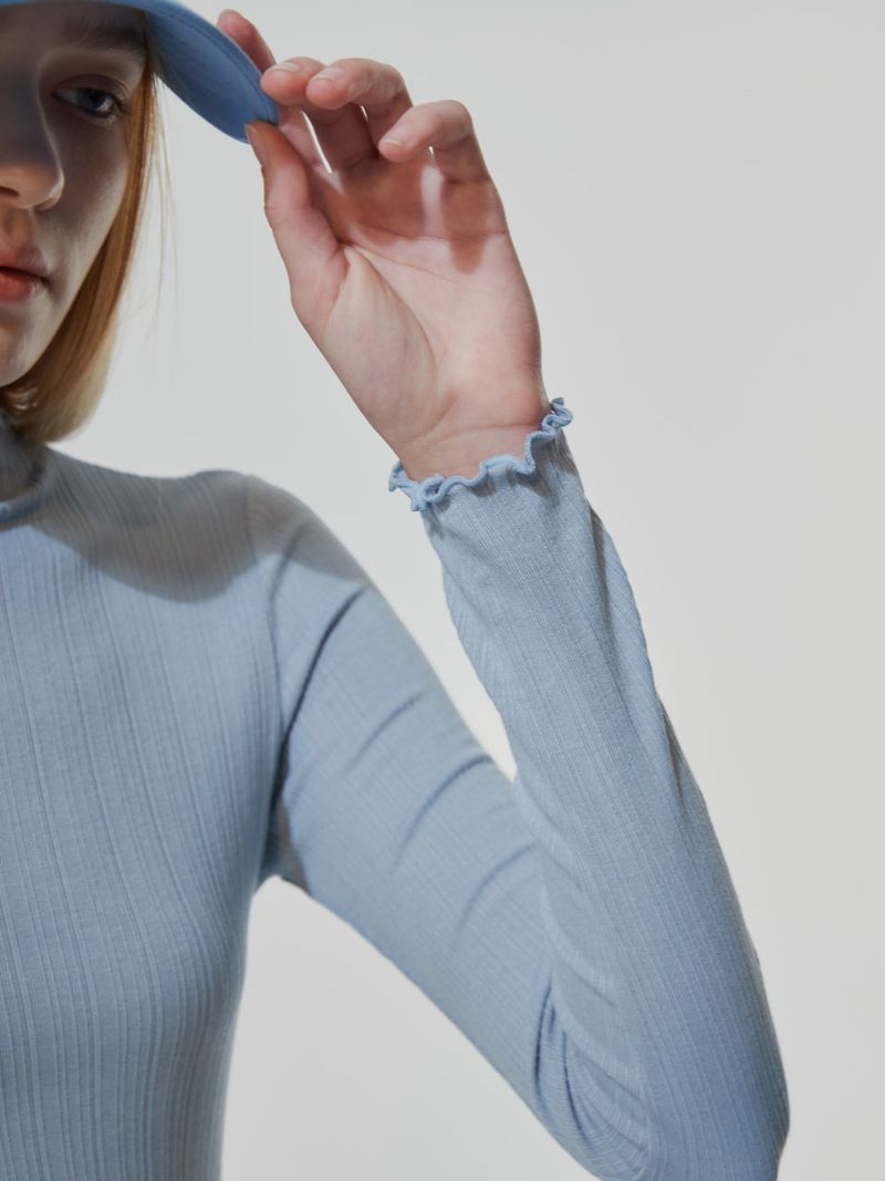 FLOWER EMBROIDERY TWO TONE LONG SLEEVE (2 COLOR)
