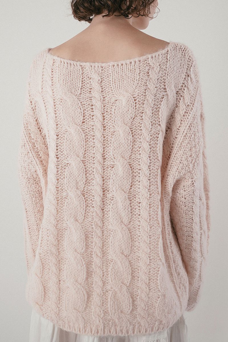 Cinnamon cable knit_baby pink