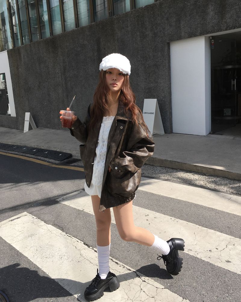 [Made] Rene leather jacket -brown