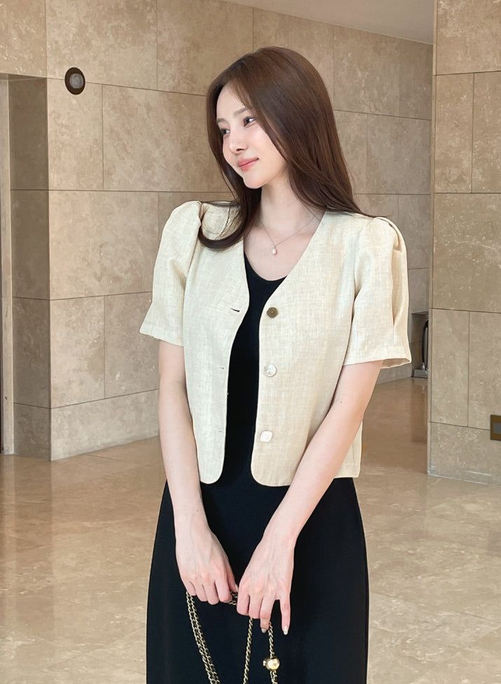 iam mari(アイアム マリ)の「Koran V-Neck Puff Short Sleeve Tweed Jacket(Jackets/Outerwear)」