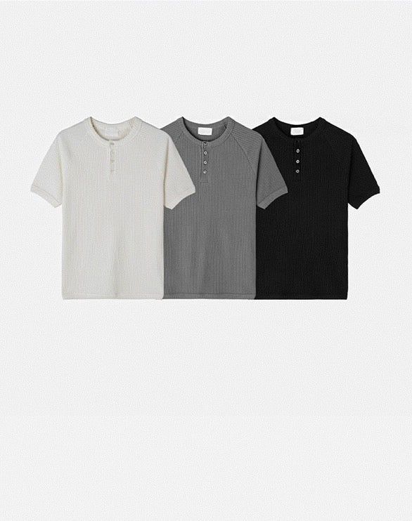 Muscle Fit Henry Neck Short-Sleeved Knitwear