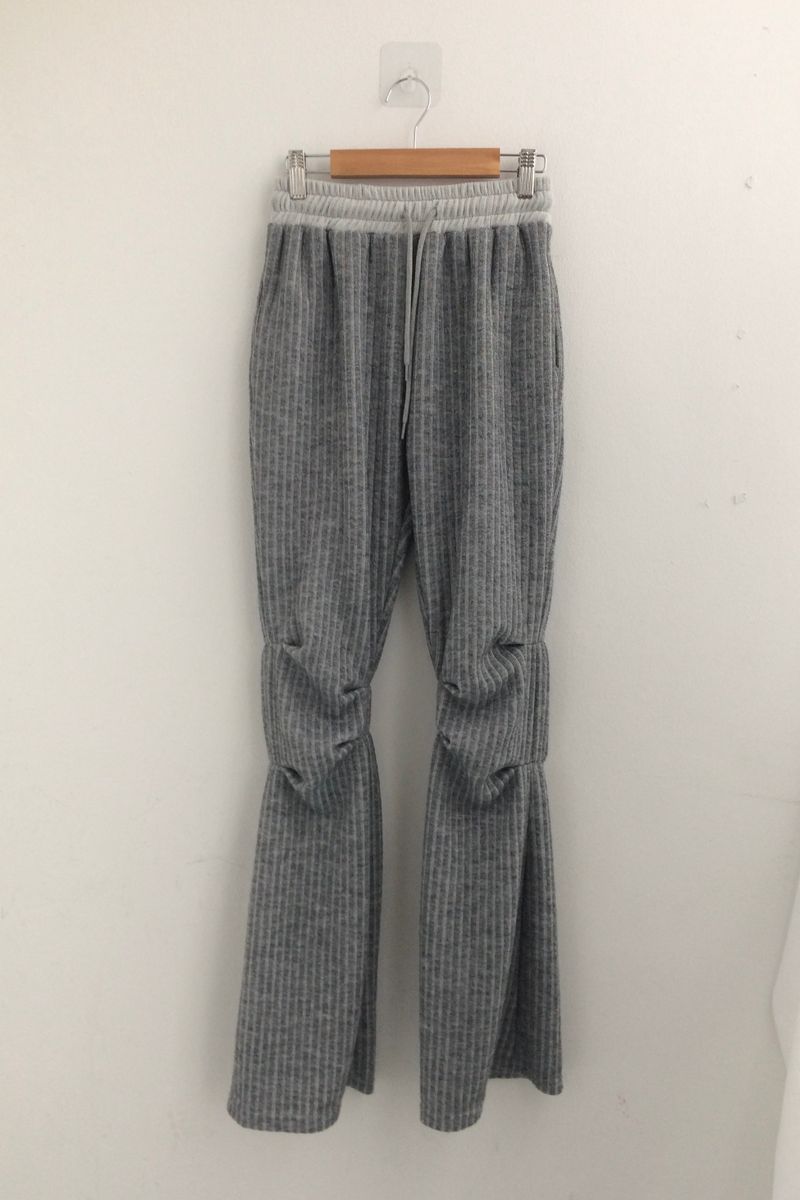 Stripe bootcut banding pants