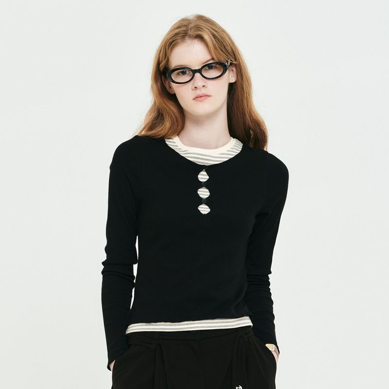 KIRSH（キルシー）の「BOHEMIAN LAYERED SLIM LONG SLEEVE [BLACK]（Tops）」