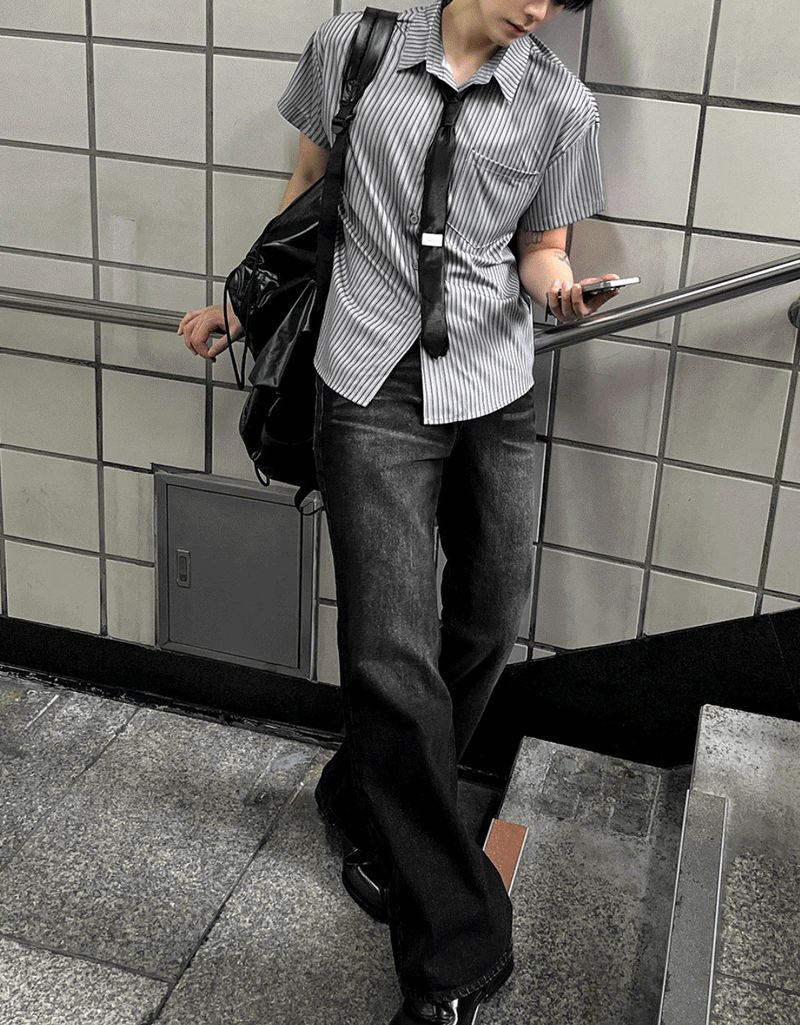 Silk Striped Classic Shirt & Tie Set