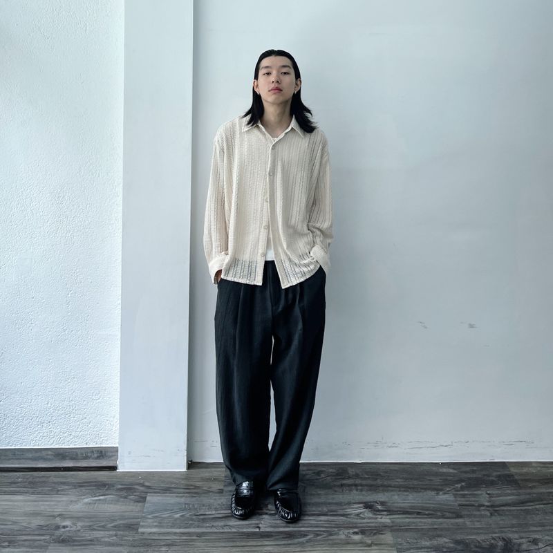Textured Draped Wide Pants