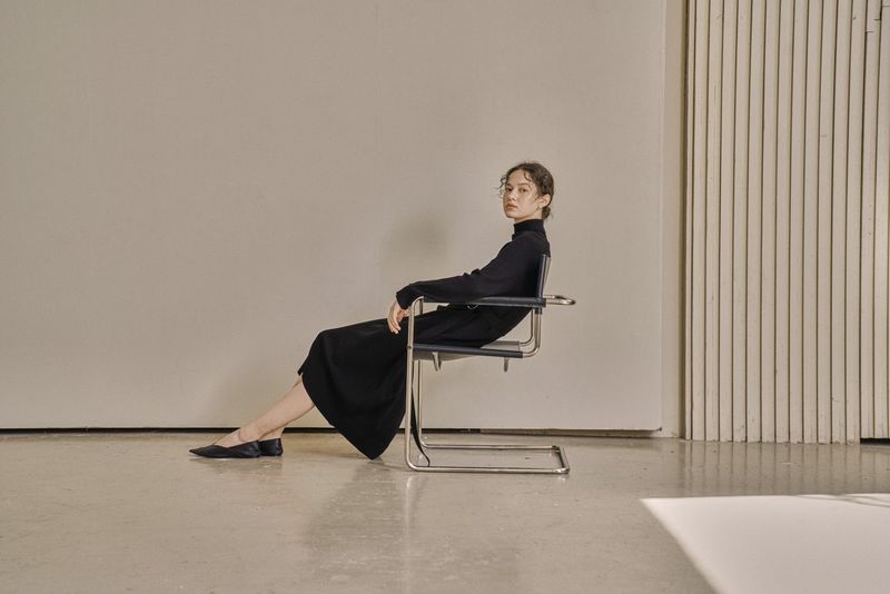 UNBALANCED KNIT DRESS_BLACK