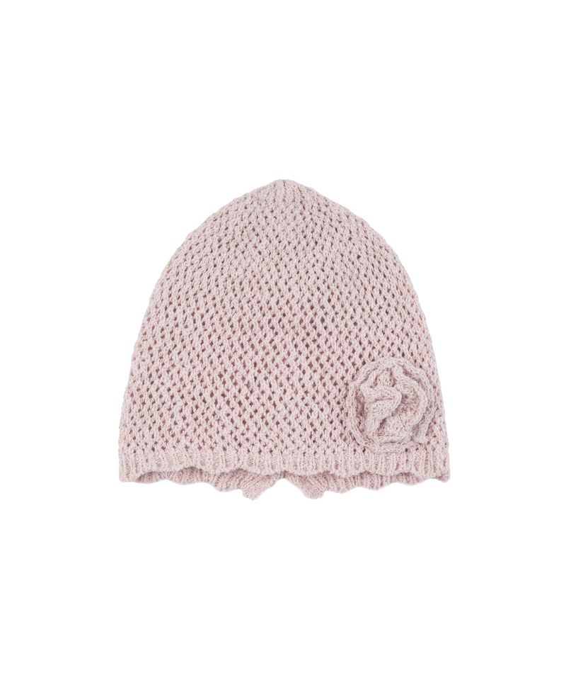 ROSE CROCHET KNIT BEANIE (DEEP PINK)