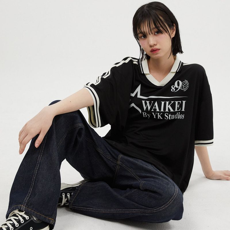 Star logo collar jersey half sleeve tshirts