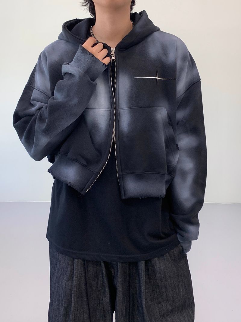 Unisex Tie Dye Over Hooded Zip-Up 2C