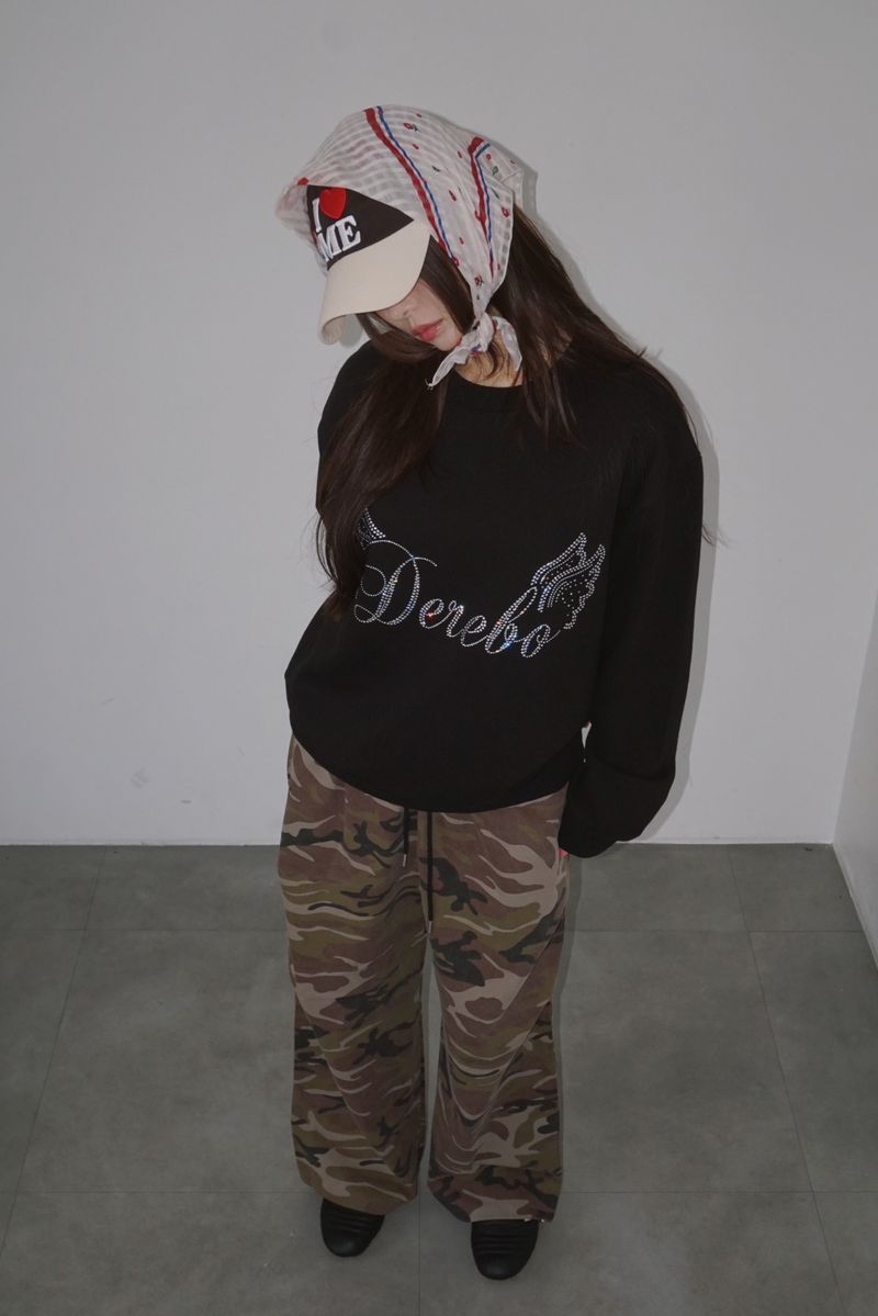 camo casual banding straight pants