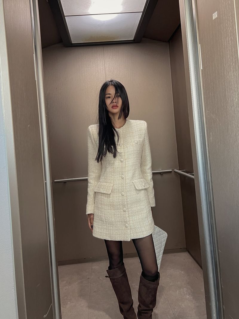 ribbon tweed dress