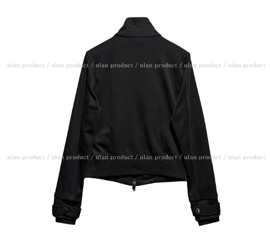 Pearly cut high neck two-way zip-up
