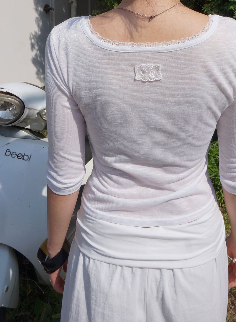 Glow lace Top -Pearl White