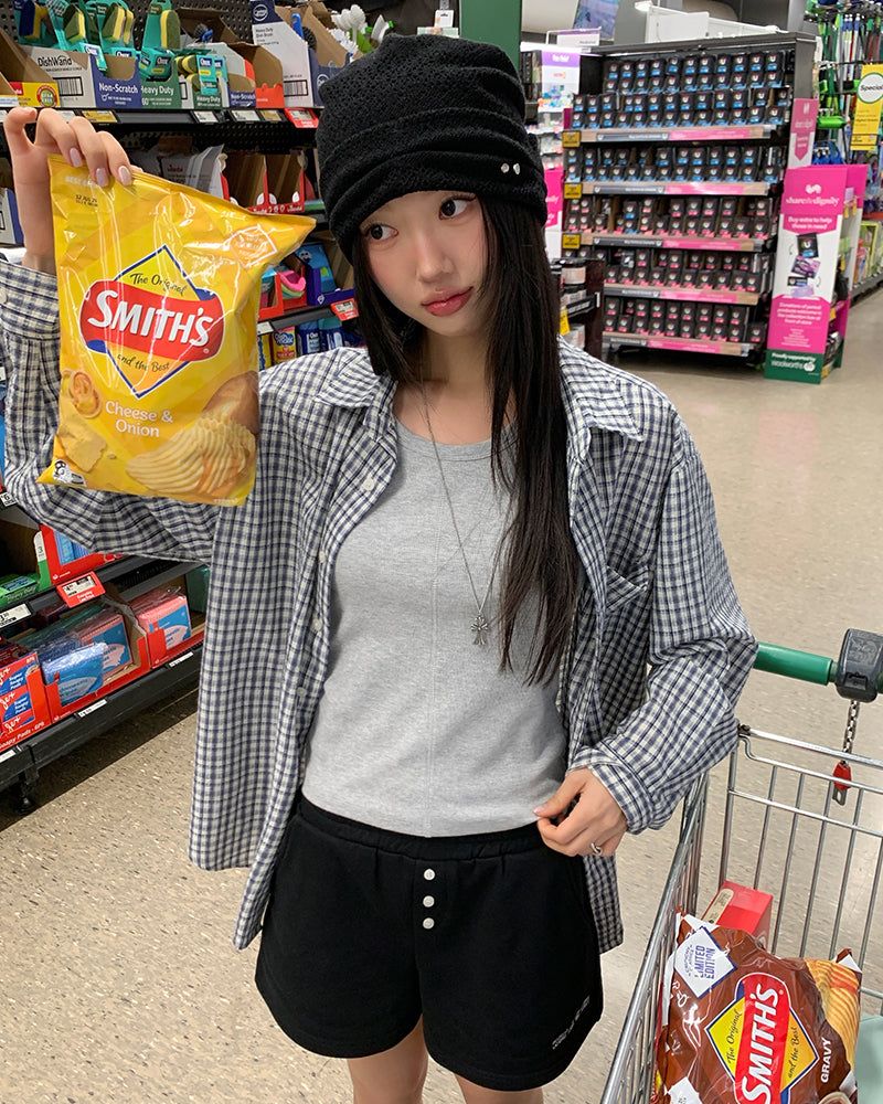 [ORIGINAL] Burnett Seersucker Check Oversized Shirt