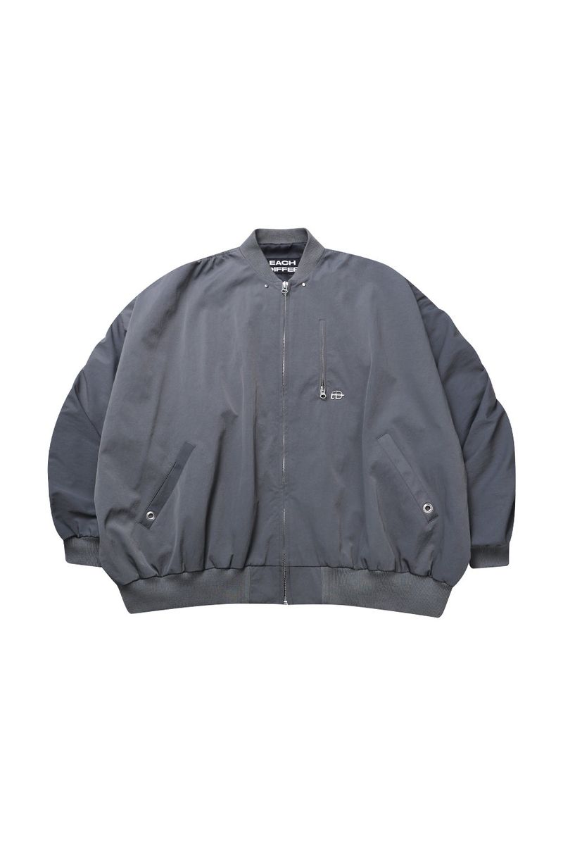 SHIRRING SLEEVED MA-1_GRAY