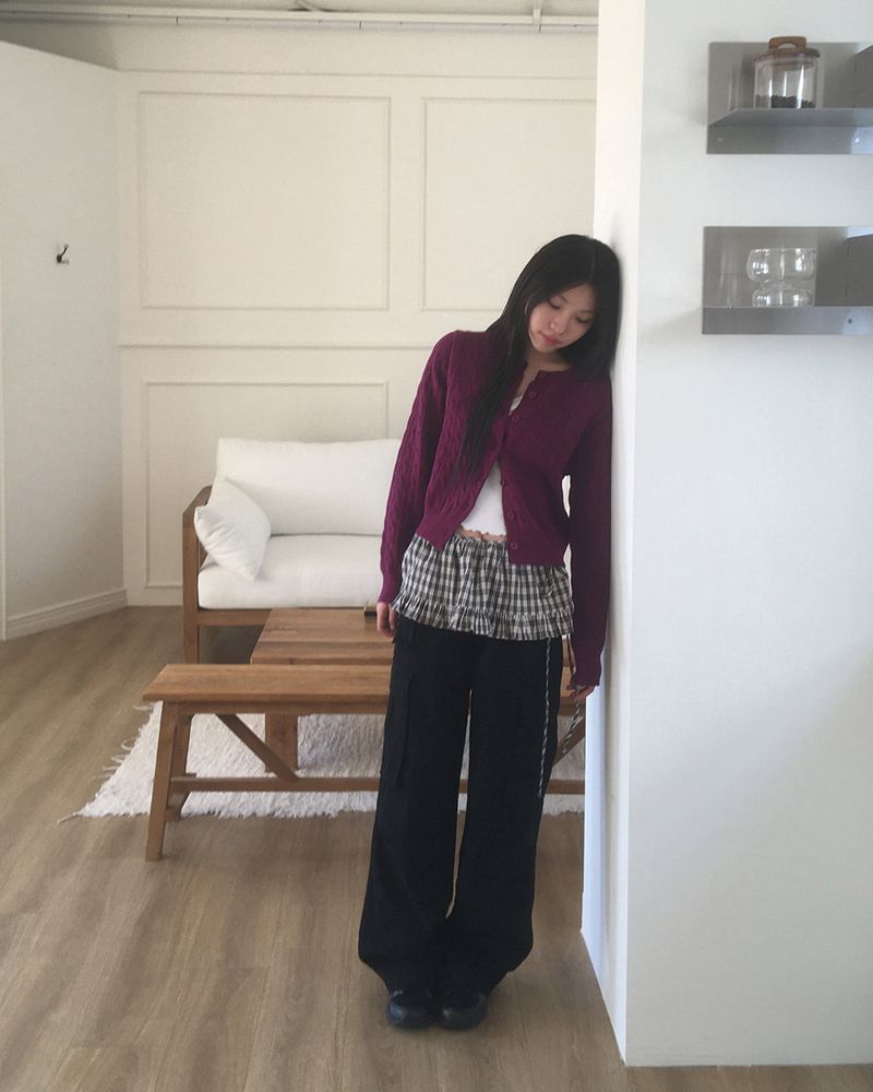Esseon Checkered Layered Mini Wrap Skirt