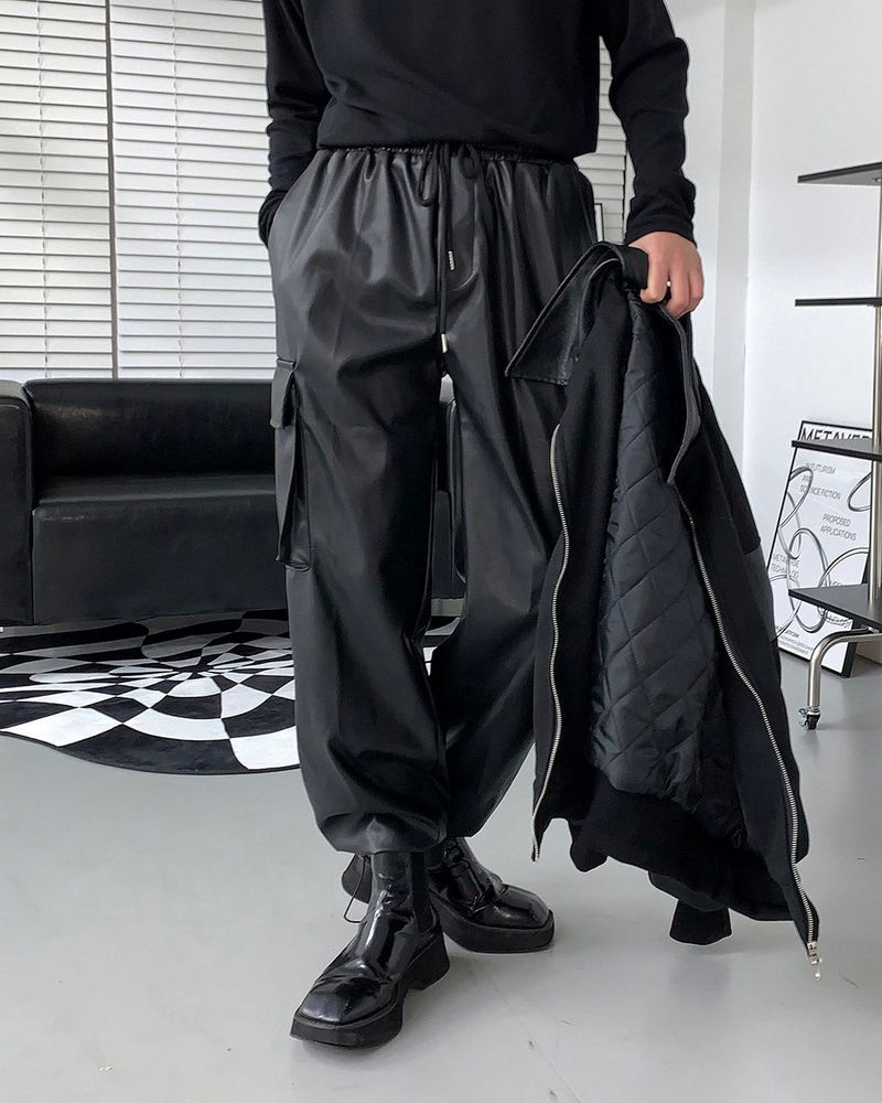 RU Vegan Leather String Cargo Pantsヴィーガン