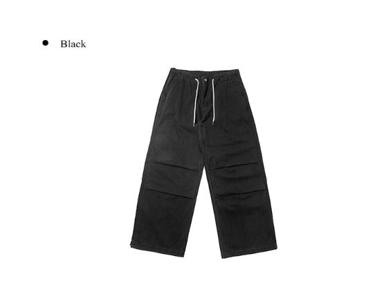 Nako String Pintuck Pocket Washing Wide Pants