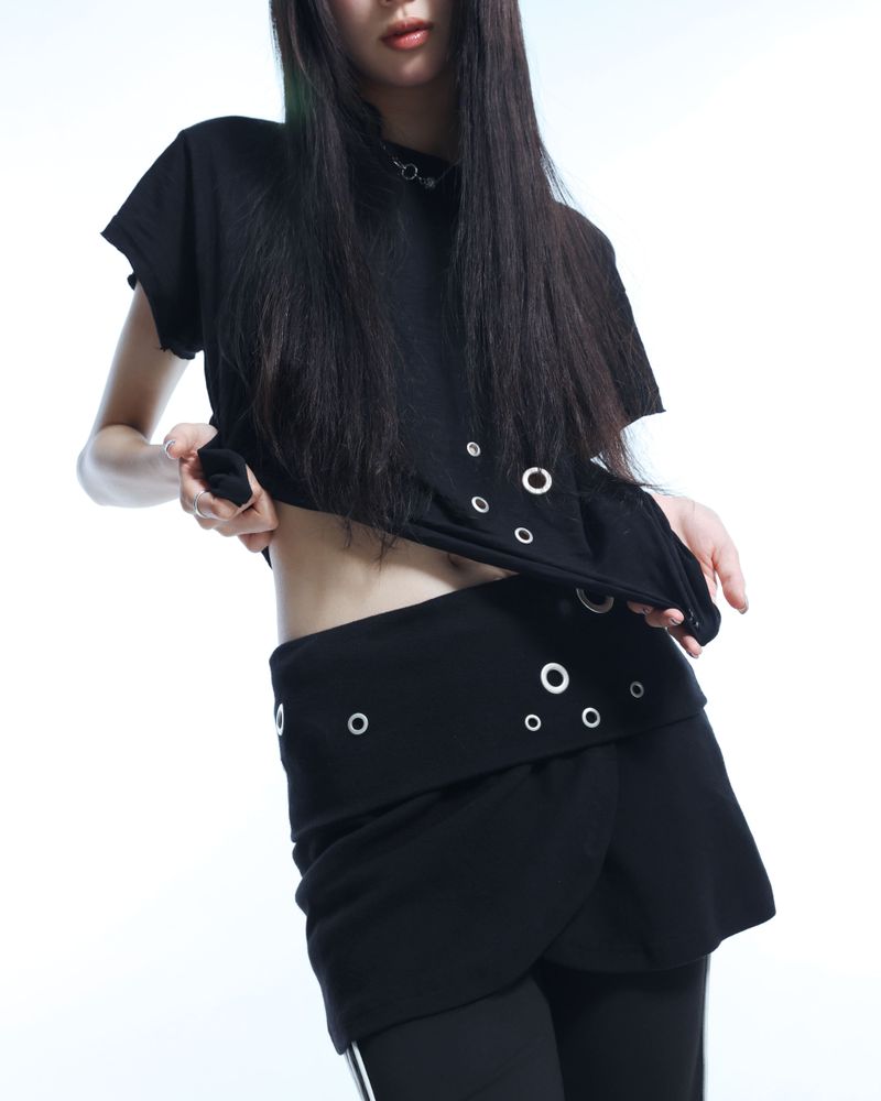 Eyelet 2 - Way Wrap Skirt - Black