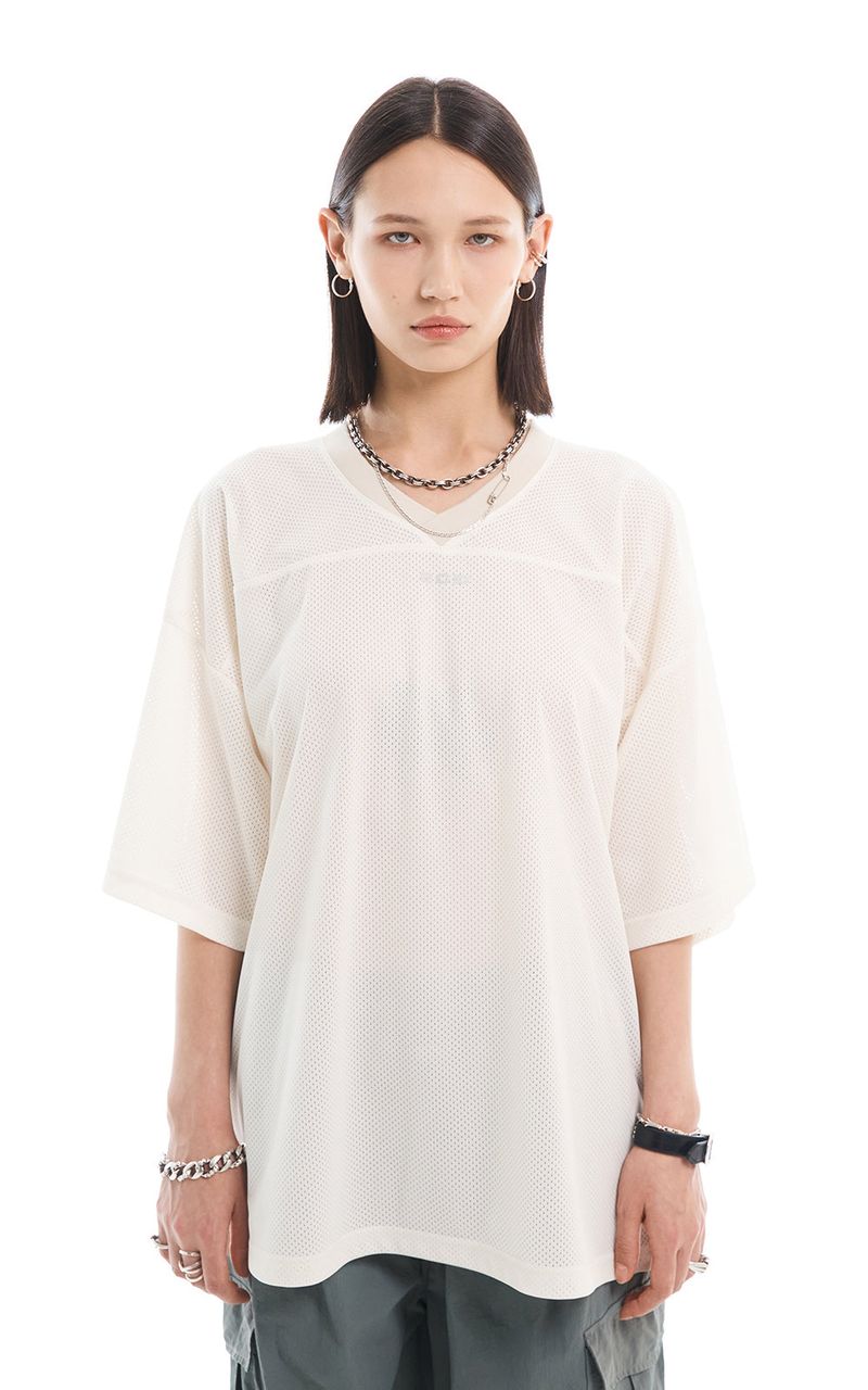 EACH DIFFER(イーチディファー)の「MESH JERSEY T-SHIRT_CREAM(Tops)」
