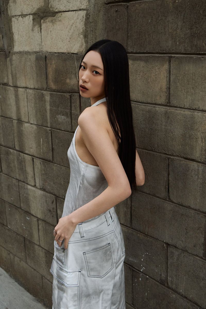 Dirty Washed Layered Halter Neck - White