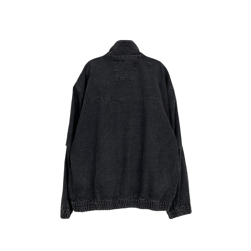 denim curved pocket jumper