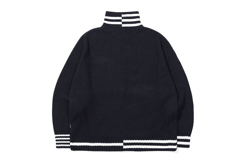 HEAVY GAUGE KNIT ZIP UP_NAVY