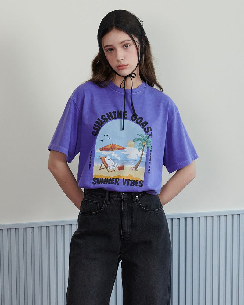 【MADE】SUNSHINE GHOST PRINT T-SHIRT [PURPLE]