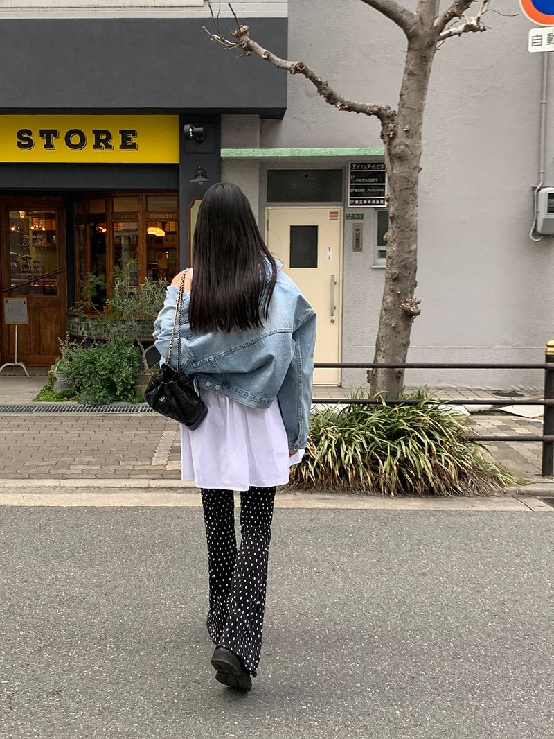 [MADE] Dot Pleated Long Bootcut Pants