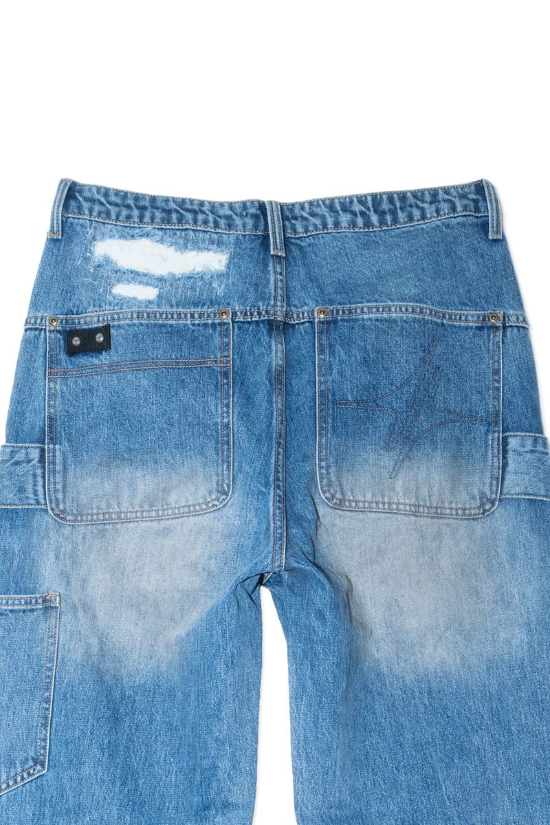 DESTROYED DOUBLE KNEE CARPENTER DENIM (BLUE)