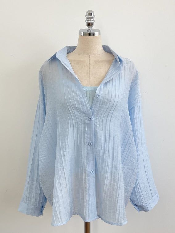Sisle knit sleeveless wrinkle shirt set