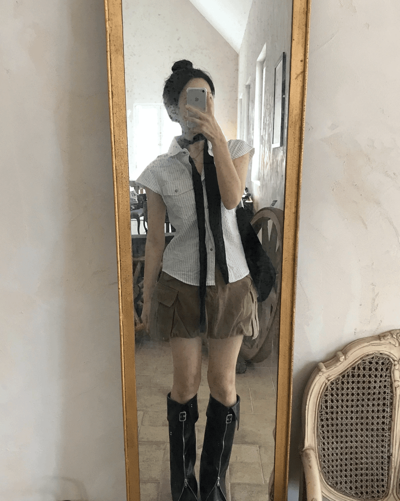 GUSTA（グスタ）の「Cost Two Pocket Emboss Stripe Half Shirt（Tops）」