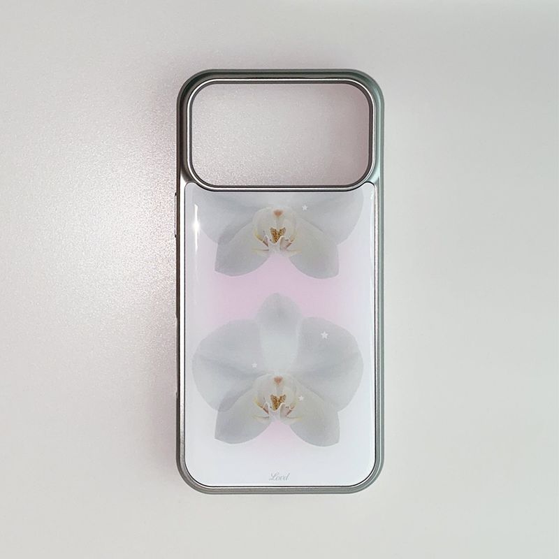 [MADE] ORCHID PHONE CASE (epoxy silver bumper)