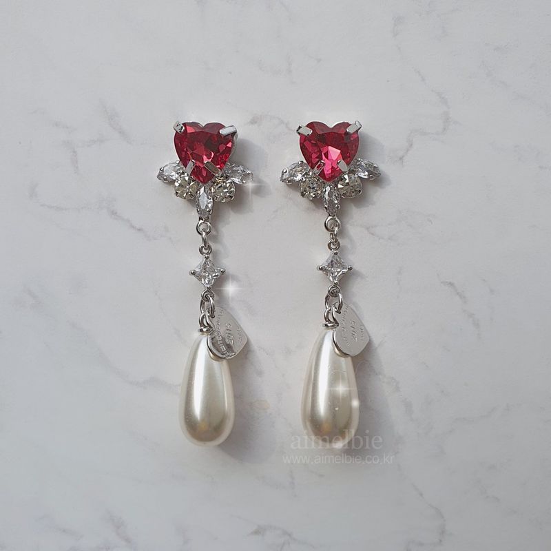 Heart Jewel Longdrop Piercing - Rosepink
