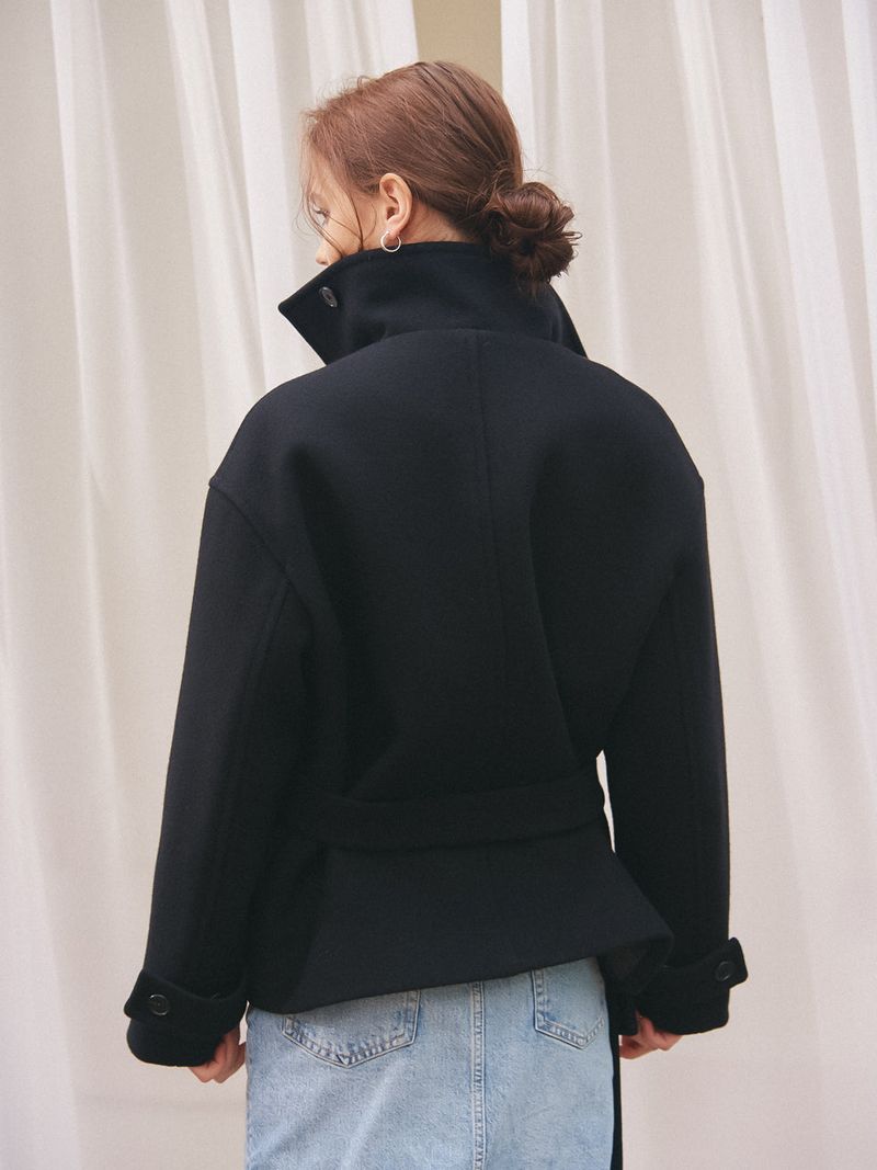 HIGHNECK HALF COAT_BLACK