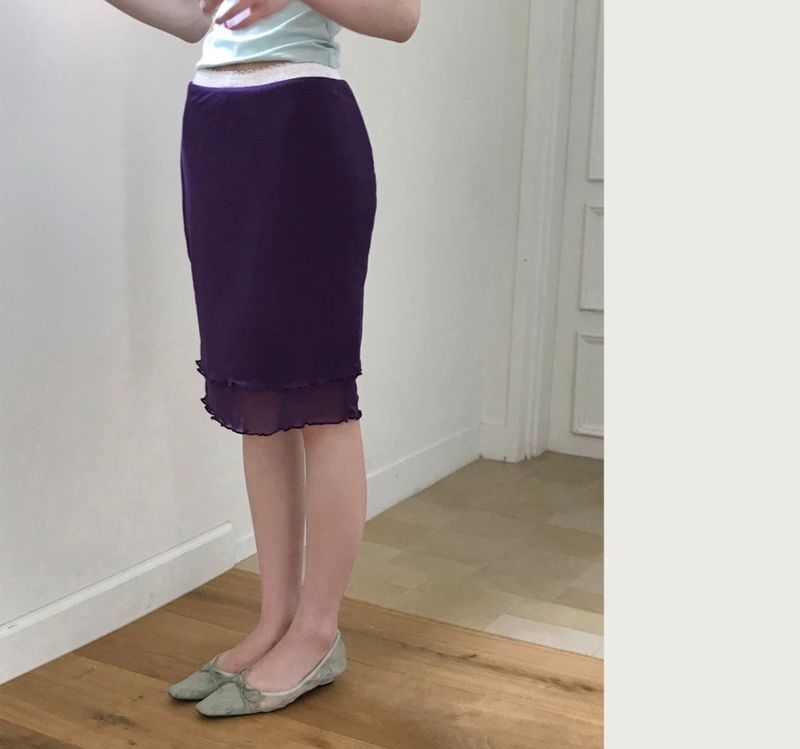 cloudemotion（クラウドエモーション）の「vintage purple chiffon midi skirt（Skirts）」