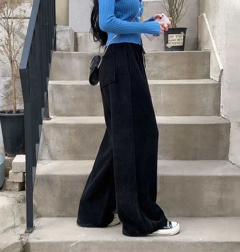 [BELLIDE MADE] Cloud Rib Rubber Waist Wide Pants