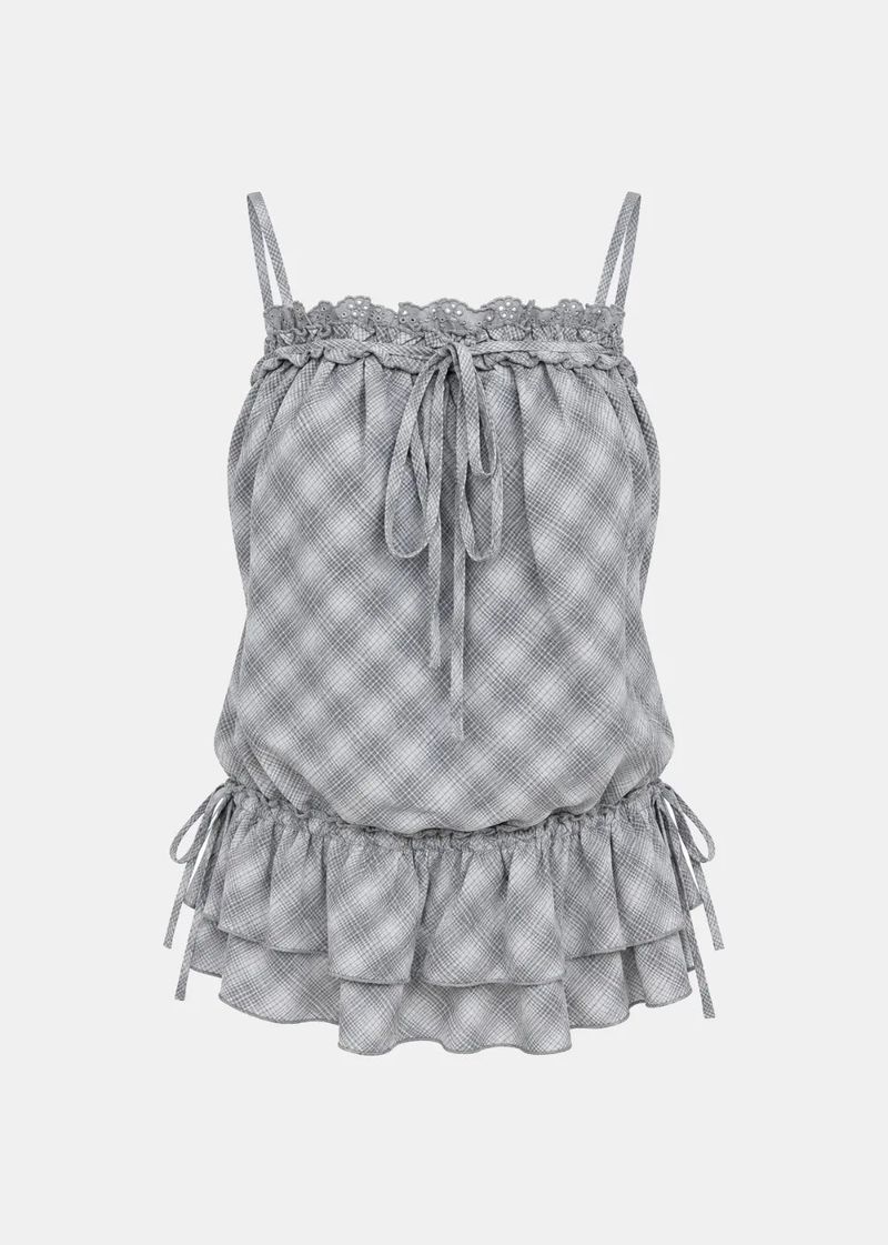 Ellie Check Frill Layered Cardigan Set